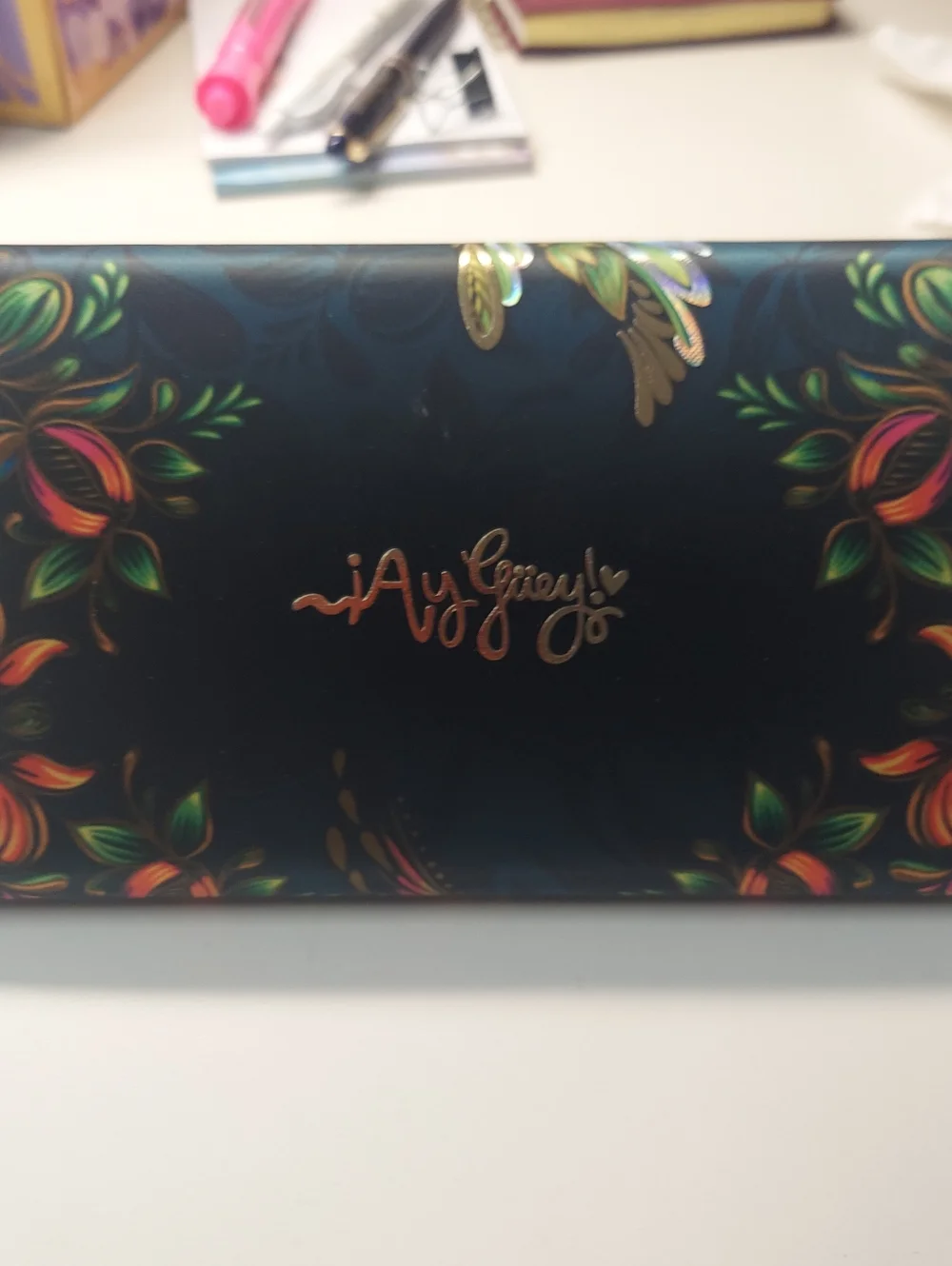 Ay Guey Humming Bird 8" Tri-fold Accordion Wallet Gold Foil Floral Mexican - Picture 9 of 12